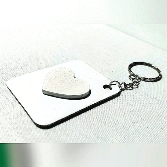 NEW Handmade Keychain Bag Tag! Italian Textured Wood. "I LOVE My Bag" Wood Heart - Picture 7 of 8